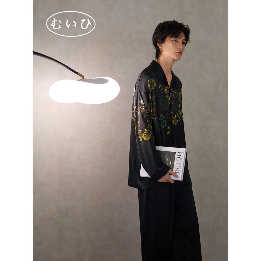 【日本むいひ轻奢】冰丝长袖睡衣男春秋家居服真丝夏季薄款高级感