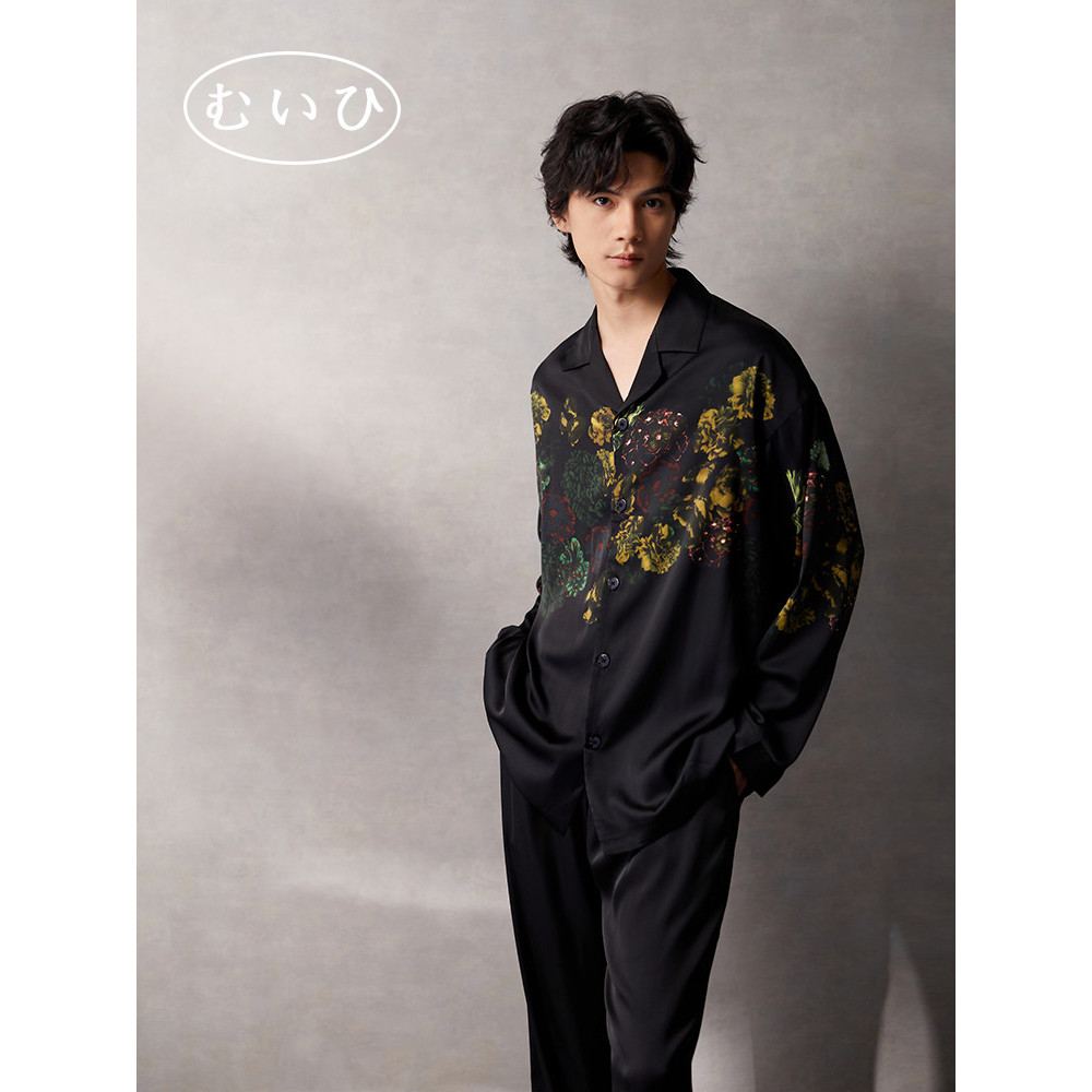 【日本むいひ轻奢】睡衣男春秋冰丝长袖家居服真丝夏季薄款高级感