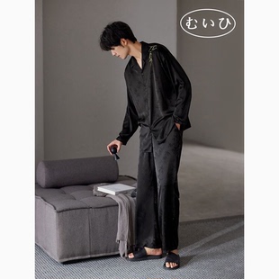 真丝长袖 睡衣2025春秋款 高档桑蚕丝男士 家居服 日本むいひ轻奢
