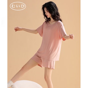 冰丝套装 薄款 睡衣女夏季 莫代尔短袖 家居服 短裤 日本むいひ轻奢
