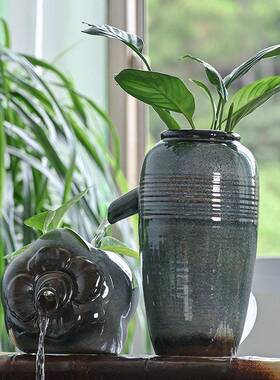 罐窑变陶流出水罐循环水增罐氧过滤古法养鱼缸上水口造景FYR水流