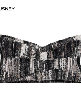 床新中式轻奢高档枕沙制发抱XAS橘橙色割绒定样板房客厅上腰枕靠