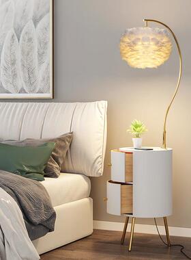 羽毛一落灯卧室床头柜体地北欧i51734n轻奢客厅边几摆件可爱s装饰