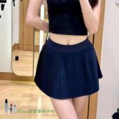 From新色 海军蓝含内衬防走光风琴百褶高腰网球裙Varit户外运动女