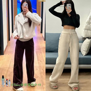 女 Flce高腰运动直筒阔腿长裤 冬 From双层腰加绒保暖Plush 新品