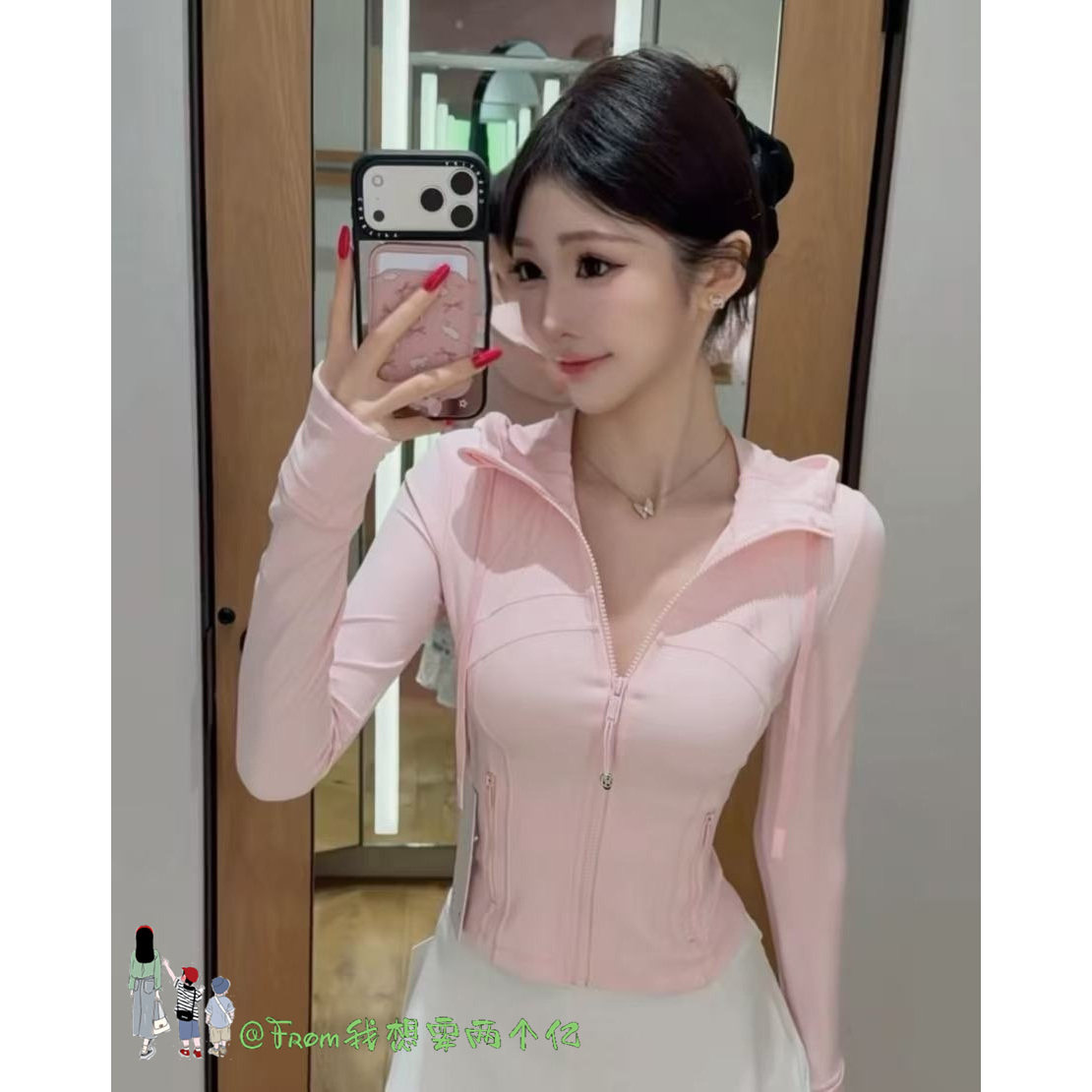 From新色~粉嫩显白/草莓奶昔DF连帽短款修身运动显瘦夹克外套女春