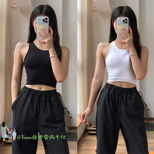 From上新 固定杯含胸垫RibbedBra工字背运动训练瑜伽背心内衣外穿