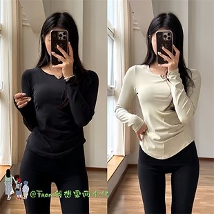 亨利长袖 亨利弧形下摆收腰褶皱款 运动瑜伽 Hold含胸垫版 From上新
