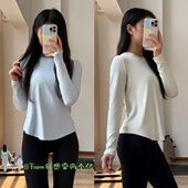 From推荐 T恤女 T弧形下摆收腰显瘦运动瑜伽上衣长袖 早秋新品 Love