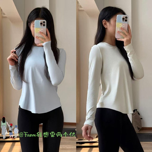 T弧形下摆收腰显瘦运动瑜伽上衣长袖 Love T恤女 早秋新品 From推荐