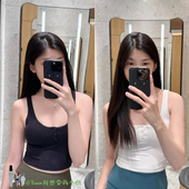 上新 Henley螺纹亨利含胸垫瑜伽服运动背心 Ribbed From Allgn