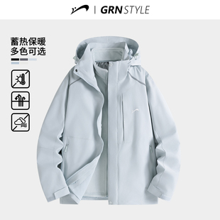 贵人鸟三合一冲锋外套男女款2025年秋冬季工装夹克男士户外防风衣