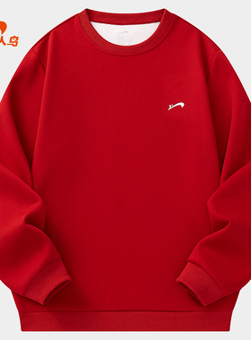 贵人鸟红色卫衣男2026春秋款新年长袖t恤男士上衣情侣圆领套头衫