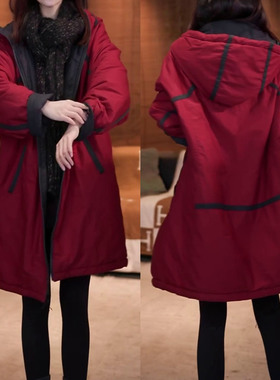 时尚休闲宽松显瘦加厚保暖棉衣2025秋冬季气质双面穿连帽棉服外套