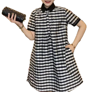 2026年夏季新款气质显瘦减龄休闲裙子女时尚小个子拼接格子连衣裙