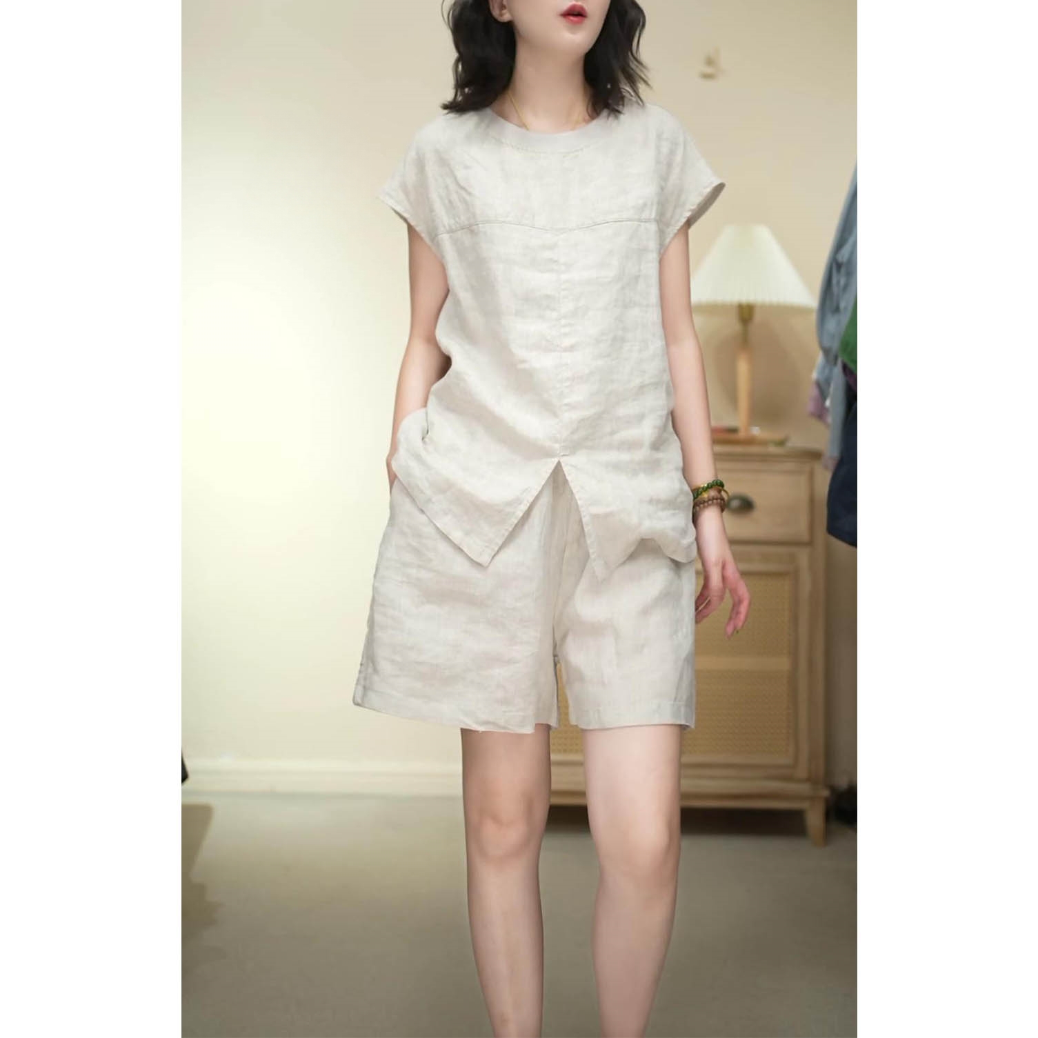 短袖上衣短裤休闲两件套装女