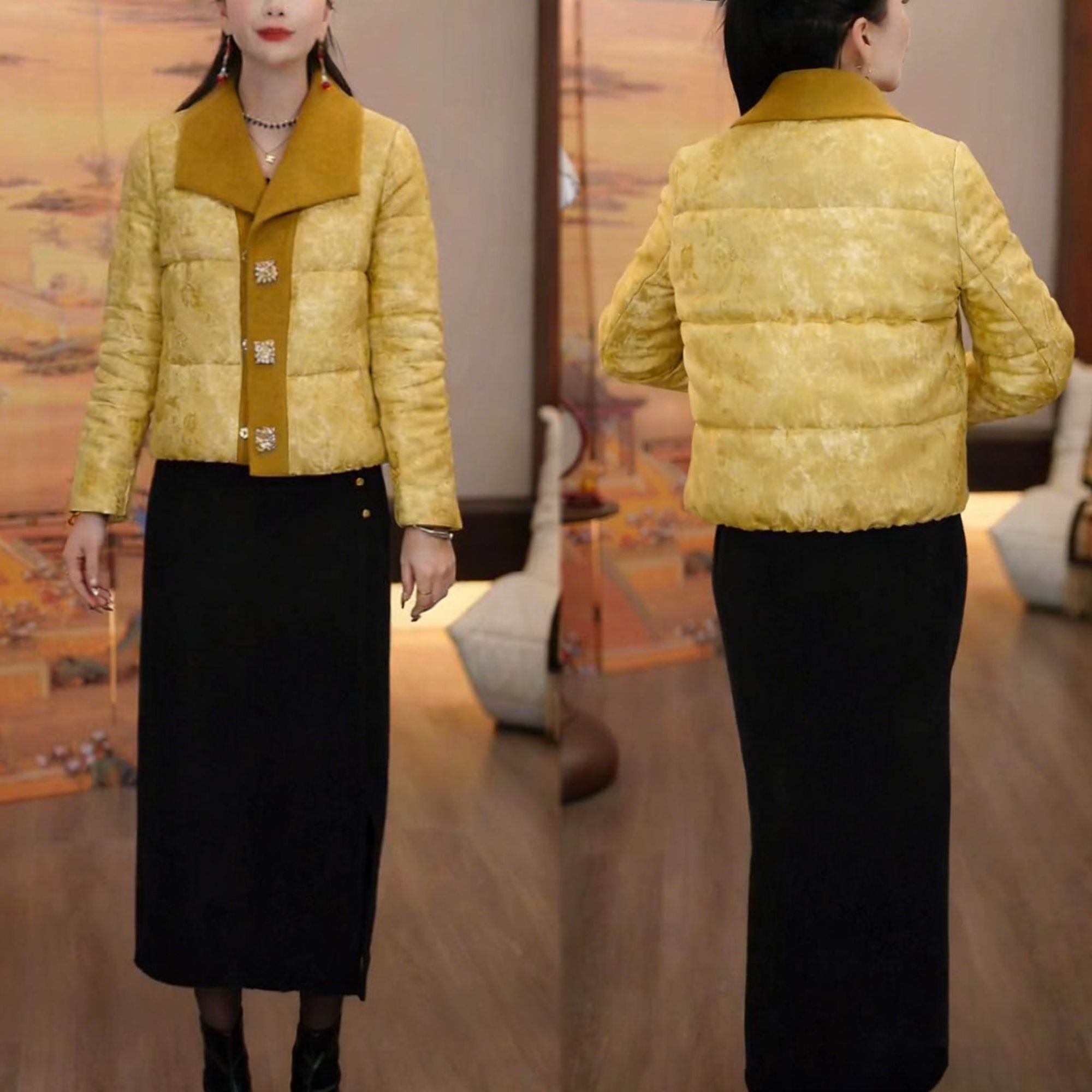 设计感加厚保暖翻领上衣