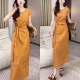 时尚 新款 无袖 大码 中长款 显瘦连衣裙女2026年夏季 气质法式 圆领裙子