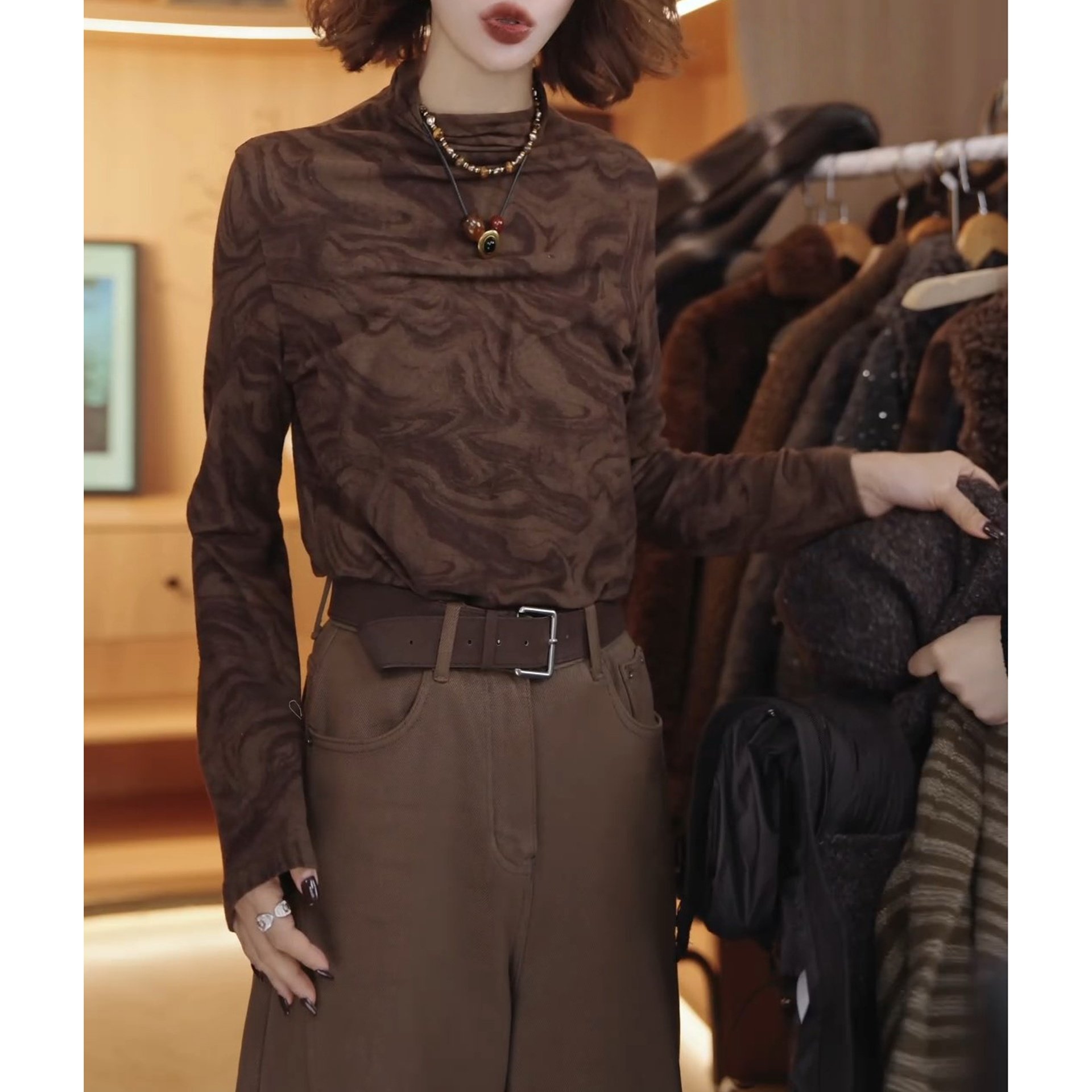 时尚洋气显瘦长袖内搭T恤