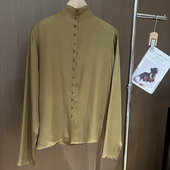 气质设计感纯色小衫 宽松长袖 上衣女2026春季 大码 新款 时尚 立领衬衫