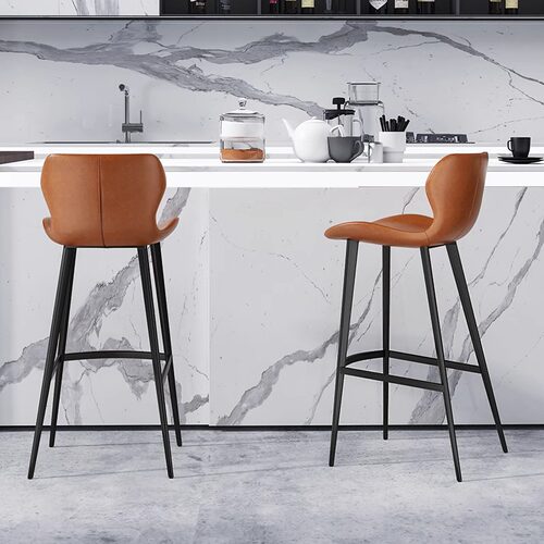 BoutiqueHause疯马皮舒适吧台椅