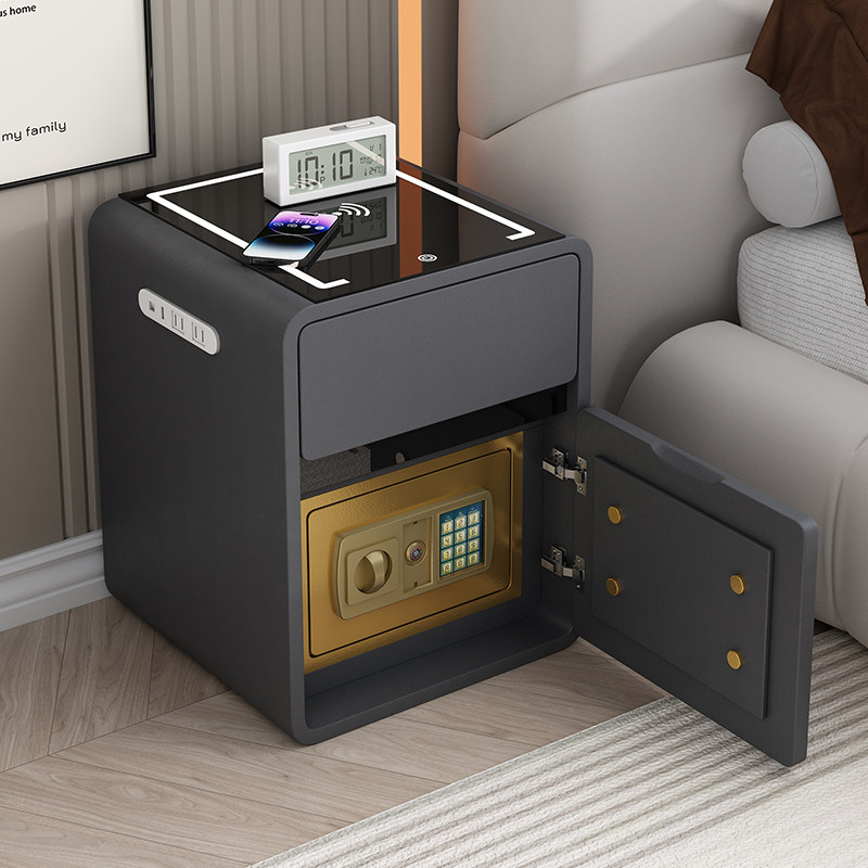 智能实木床头柜保险箱一体简约家用卧室带锁轻奢高级感小型保险柜,住宅家具,智能床头柜,淘宝优惠券,粉丝福利购,淘宝优惠卷