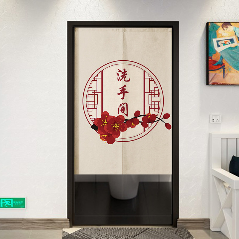 洗手间门帘免打孔门口帘子卫生间专用遮挡帘新款厕所半挂布帘商用