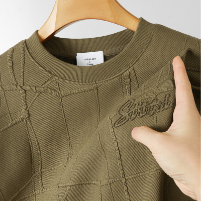 潮男穿搭高级感痞帅风卫衣青年2025新款重工刺绣宽松休闲套头上衣