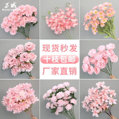 粉色仿真花批发花材人造花婚礼