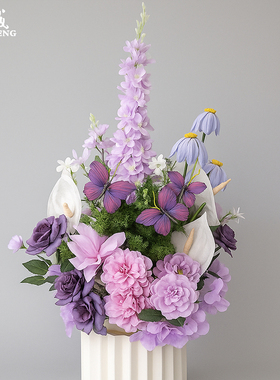 婚庆仿真花紫色假花路引花插花花艺绢布花材婚庆绢花美陈婚礼布置