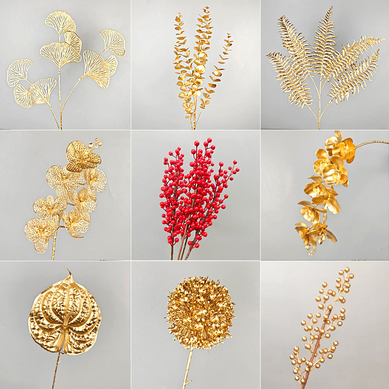 金色仿真花新年福桶插花材料发财果红果过年叶子花材年宵花冬青果,节庆用品/礼品,婚庆绢花,淘宝优惠券,粉丝福利购,淘宝优惠卷