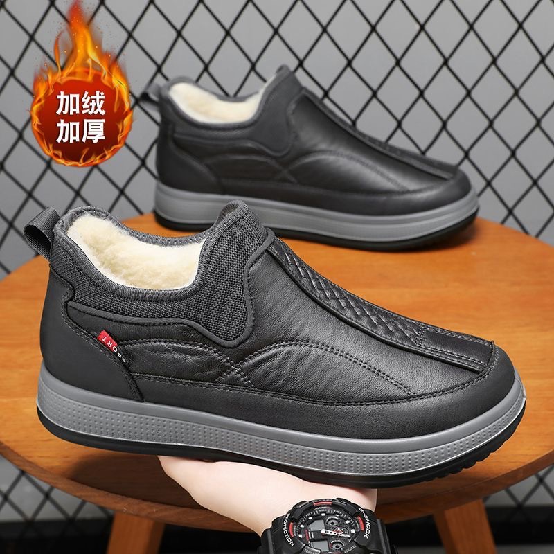 男士加绒棉鞋防滑保暖中老年布鞋