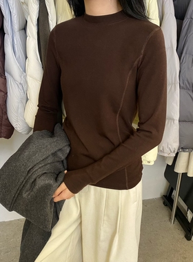 2025冬季新款韩版修身显瘦百搭圆领长袖打底衫上衣32722