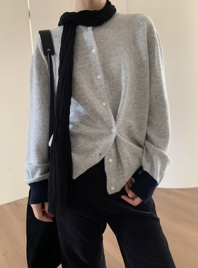 EVERTRUE冬季新款韩版宽松显瘦百搭圆领长袖针织羊毛外套65781