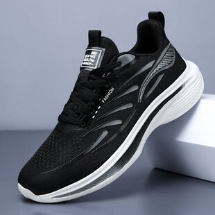 男鞋跨境大码超轻EVA软底运动鞋网面透气轻便休闲撞色学生跑步鞋