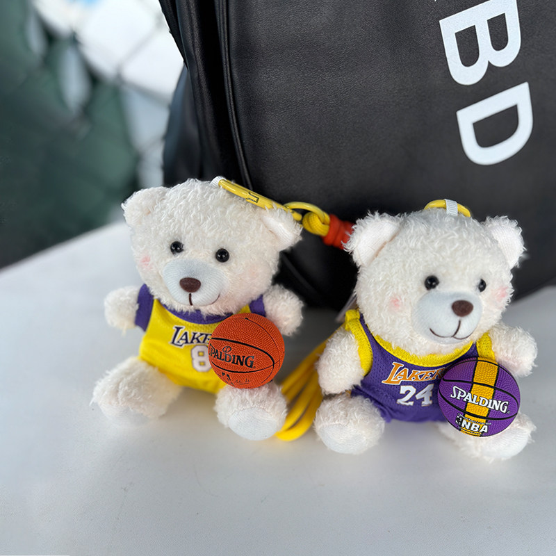 湖人NBA毛绒小熊手工背包挂件图片