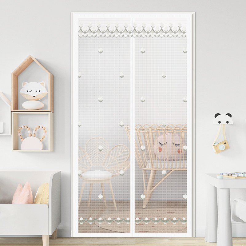 夏季磁吸防蚊纱门家用卡通儿童房自粘式简易免打孔防蝇虫纱窗门帘