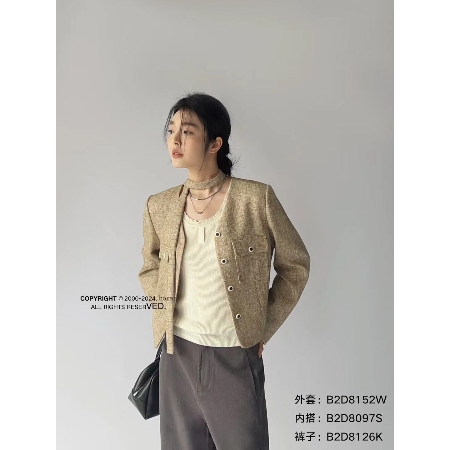 帛bo燃ran b2d8152短款西装外套 高品质实体店秋新款 洋气高级感