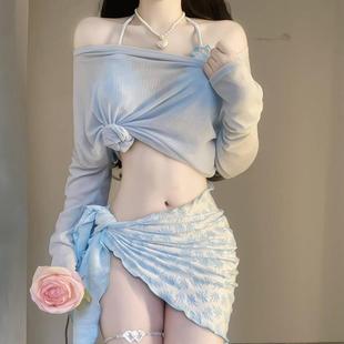 性感辣妹比基尼2025新款 防晒度假海边绝美泳衣女聚拢高级温泉 罩衫
