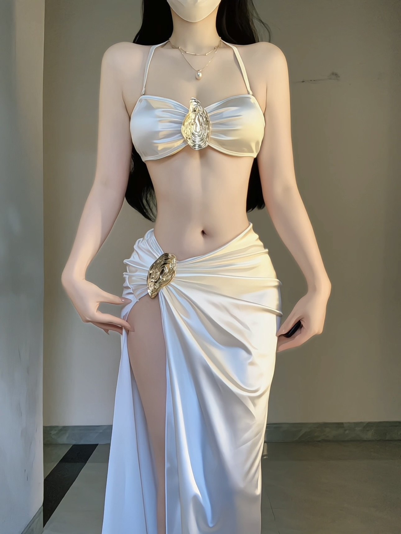 sexy Bikini Swimsuit Long Skirt Three-Piece Seaside Vacation Swimsuit for Women Classy Pure Desire Niche style Classy 2025