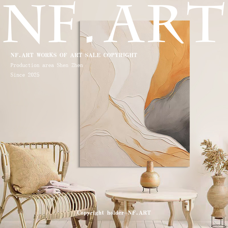 NF.ART原创手绘《听松》客厅侘寂风挂画玄关装饰画餐厅艺术画油画