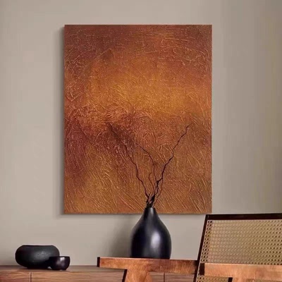 NF.ART原创手绘《雁渡寒潭》客厅侘寂风挂画玄关装饰画艺术画油画