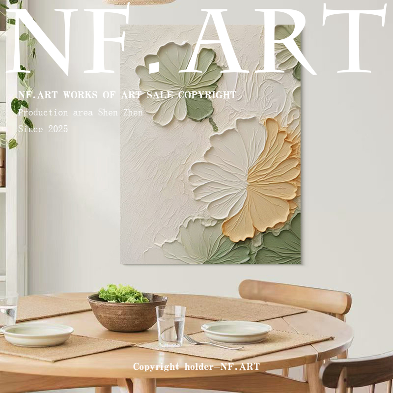 NF.ART手绘油画《宿雾》侘寂风装饰画客厅挂画沙发背景墙抽象油画
