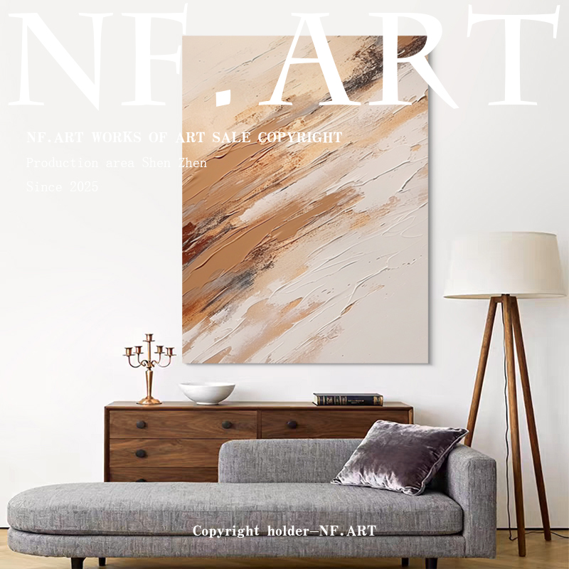 NF.ART原创手绘《疏月》客厅侘寂风抽象艺术装饰画简约高级感挂画