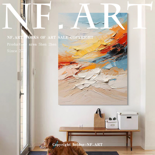 NF.ART原创手绘 侘寂风客厅抽象壁画玄关过道极简艺术挂画 晚萤