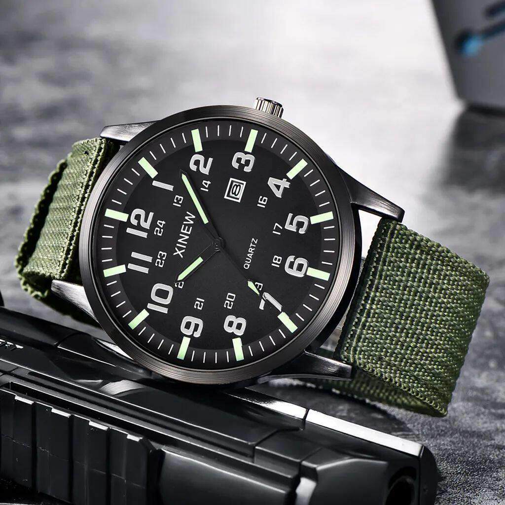Men‘s Nylon Strap Military Watch High Quality Luminous Quar