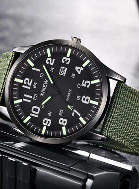 Men‘s Nylon Strap Military Watch High Quality Luminous Quar