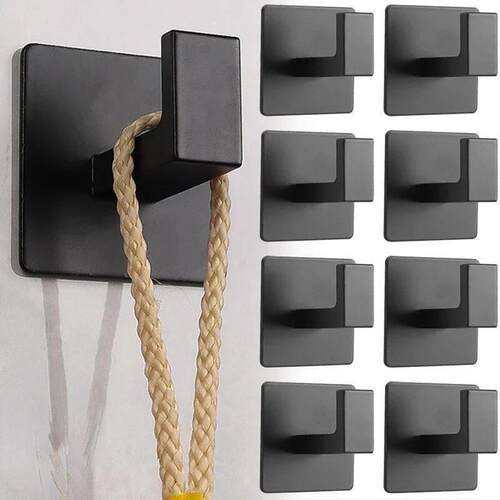 1/2Pcs Bathroom Adhesive Wall Black Robe Hooks Towel Hook Co
