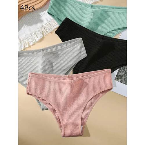 Solid Color Cotton Panties Female Underpants 纯色棉内裤女
