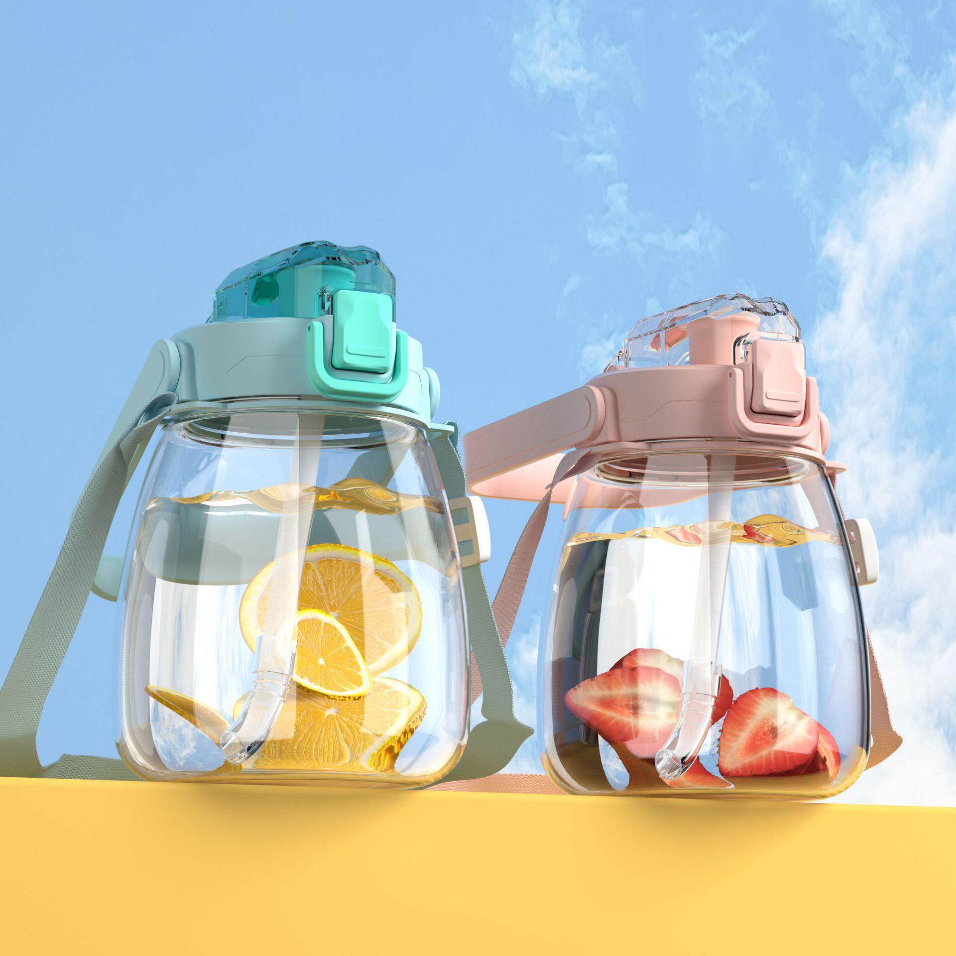 大容量水杯女儿童学生运动水壶耐高温吸管杯子夏季塑料大肚太空杯